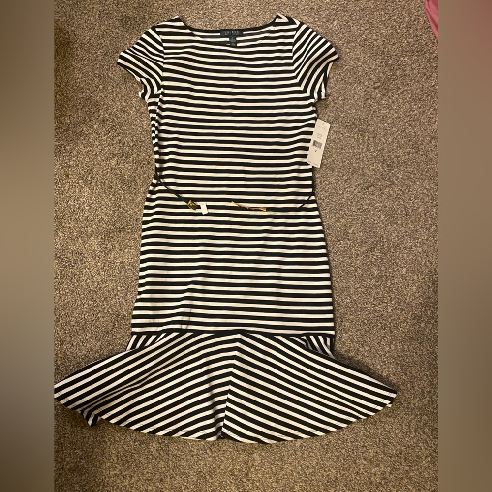 Women’s Ralph Lauren black-and-white striped dress size medium